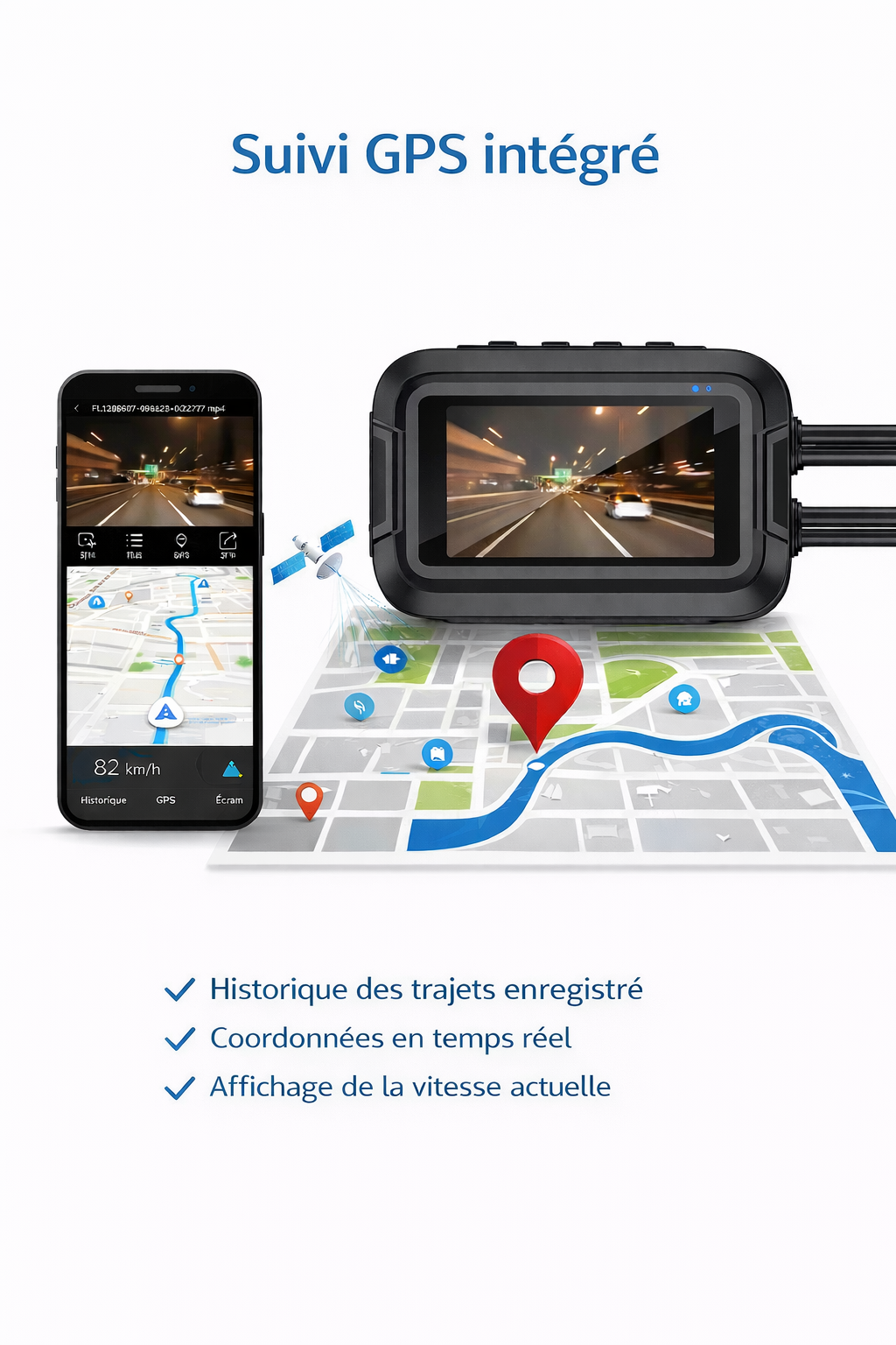 MotoVision M2 - Dascham moto double caméra WIFI GPS étanche