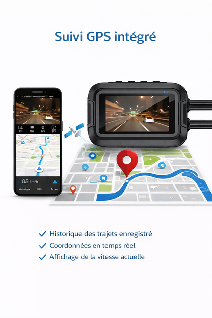 MotoVision M2 - Dascham moto double caméra WIFI GPS étanche