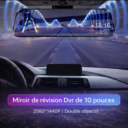 E-ACE Mirror - Dashcam rétroviseur 2.5K écran 10'' double caméra